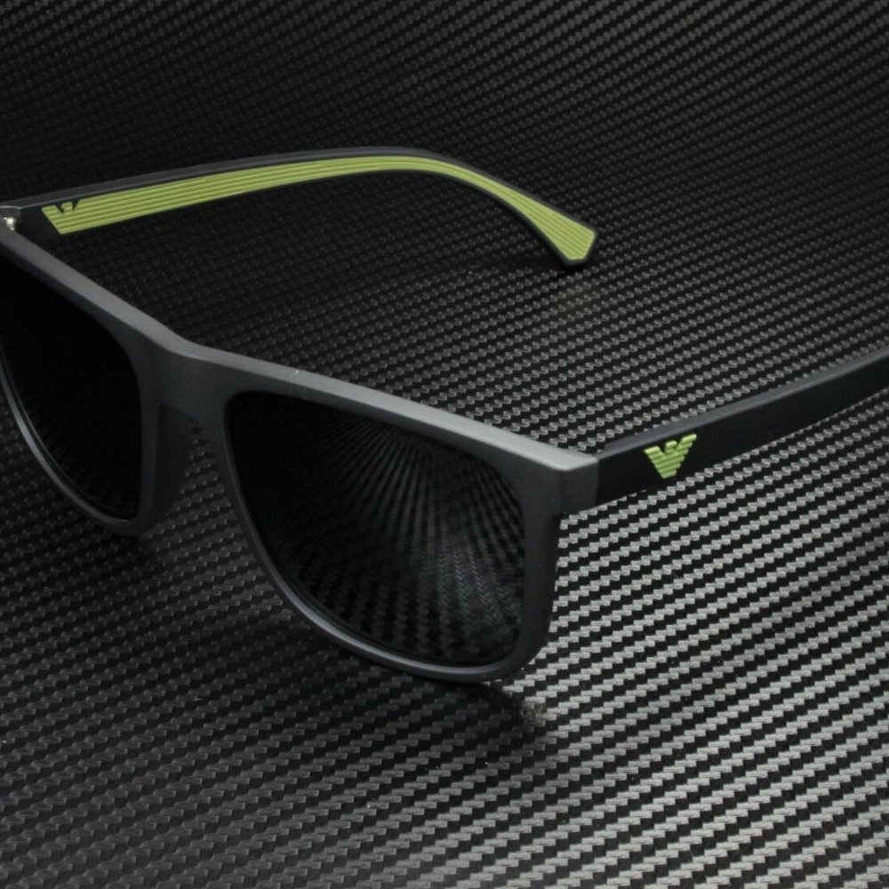 Emporio Armani Men's Matte Black Green Sunglasses!